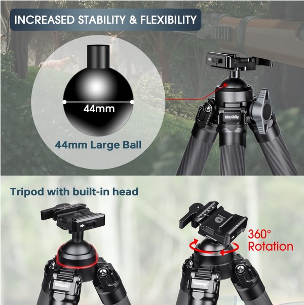 Manbily TS-364PA hiilikuituinen metsästys / ammunta tripod - Image 7